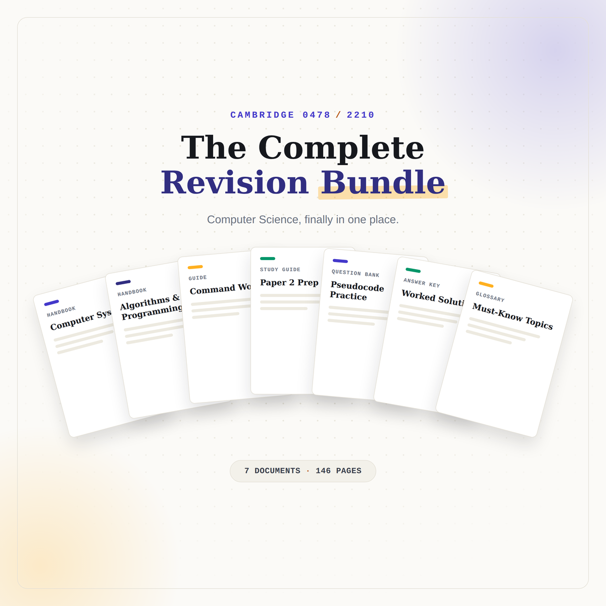 Computer Science OLevel Revision Bundle | Cambridge IGCSE 0478 & 2210